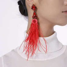 Load image into Gallery viewer, Best Handmade Natural Genuine Ostrich Feather Drop Earrings