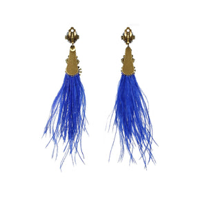 Discount Handmade Natural Genuine Ostrich Feather Drop Earrings