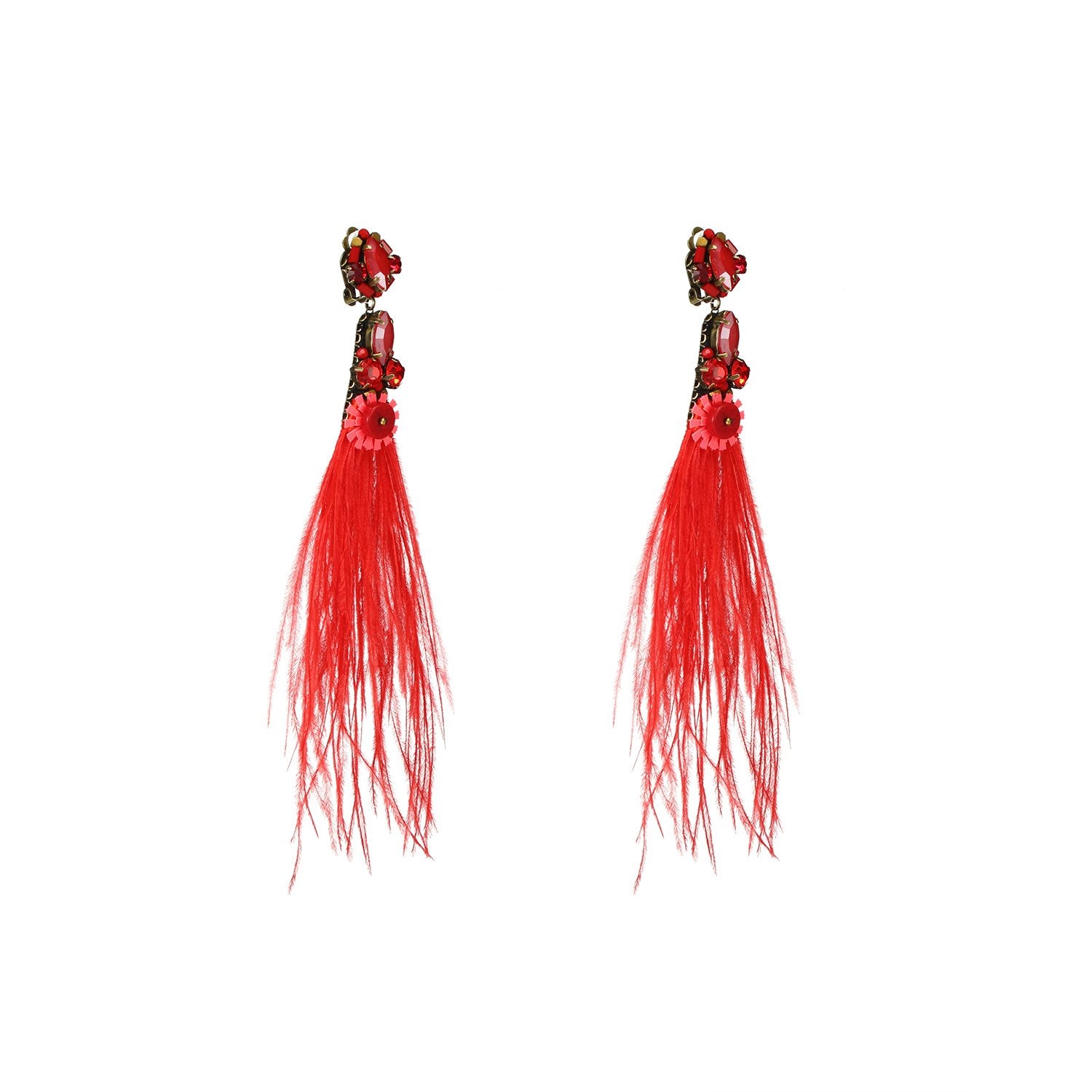 Natural Genuine Ostrich Feather Drop Earrings