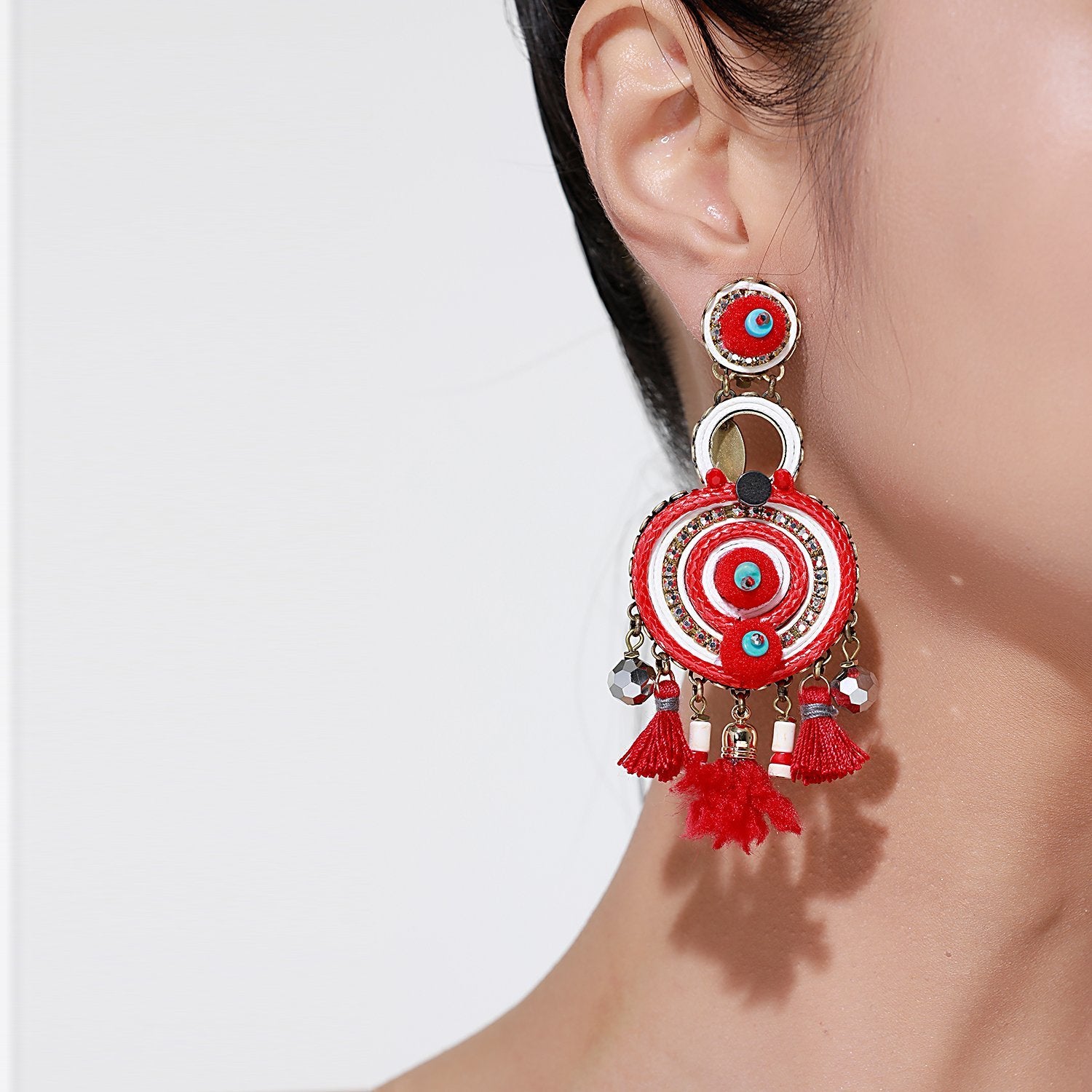 Custom Boho Tribal Statement Handmade Drop Earrings Roaring Twenties Jewelry