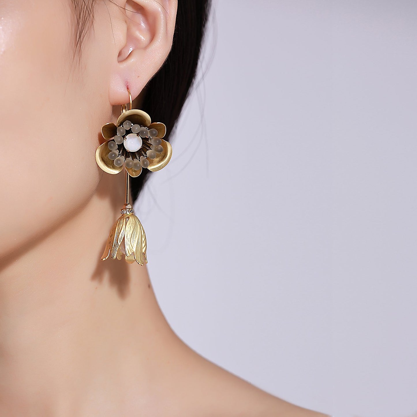 Custom Bold Floral Drop Handmade Earrings Roaring Twenties Jewelry