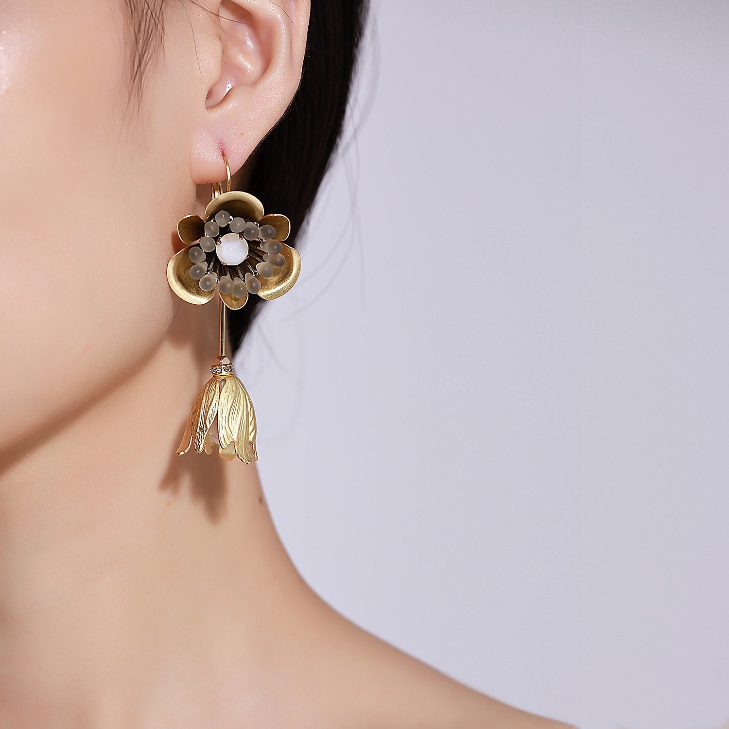 Custom Bold Floral Drop Handmade Earrings Roaring Twenties Jewelry