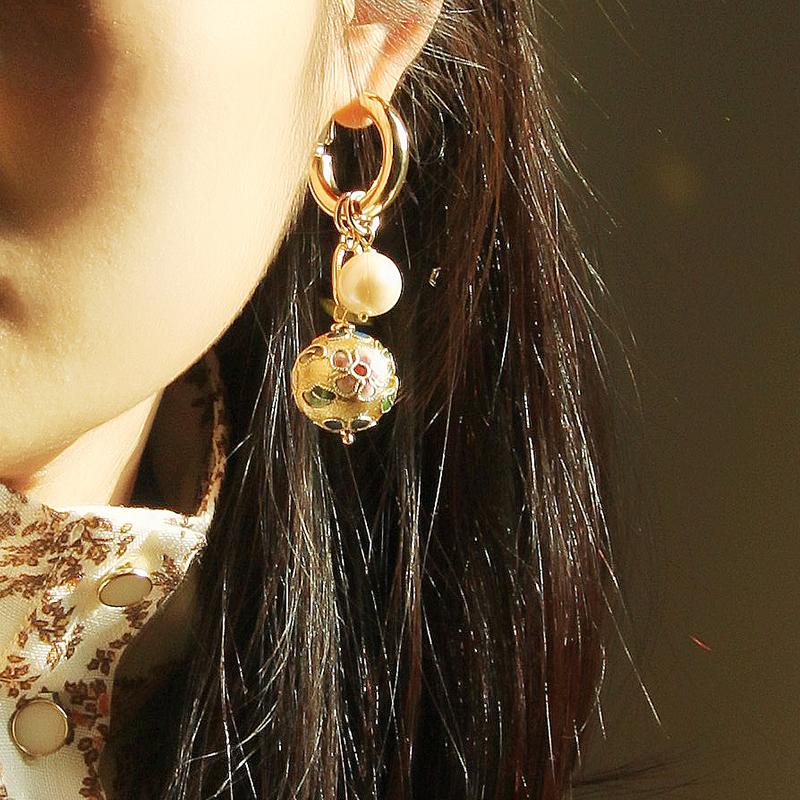 Best Handmade Genuine Cloisonne Earrings Mismatched