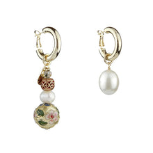 Load image into Gallery viewer, Wholesale Mismatched Cloisonne Pearl Earring Set