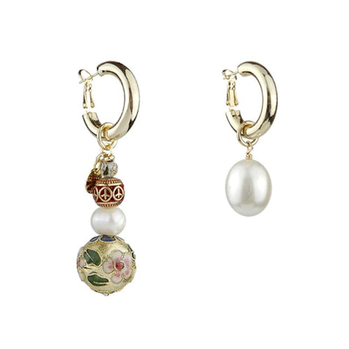 Wholesale Mismatched Cloisonne Pearl Earring Set