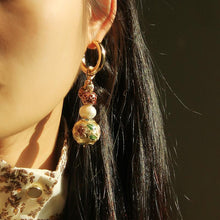 Load image into Gallery viewer, Best Handmade Mismatched Cloisonne Pearl Earring Set