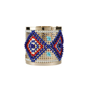 Custom Cross Stitch Metal Cuff Handcrafted Bracelet Jewelry