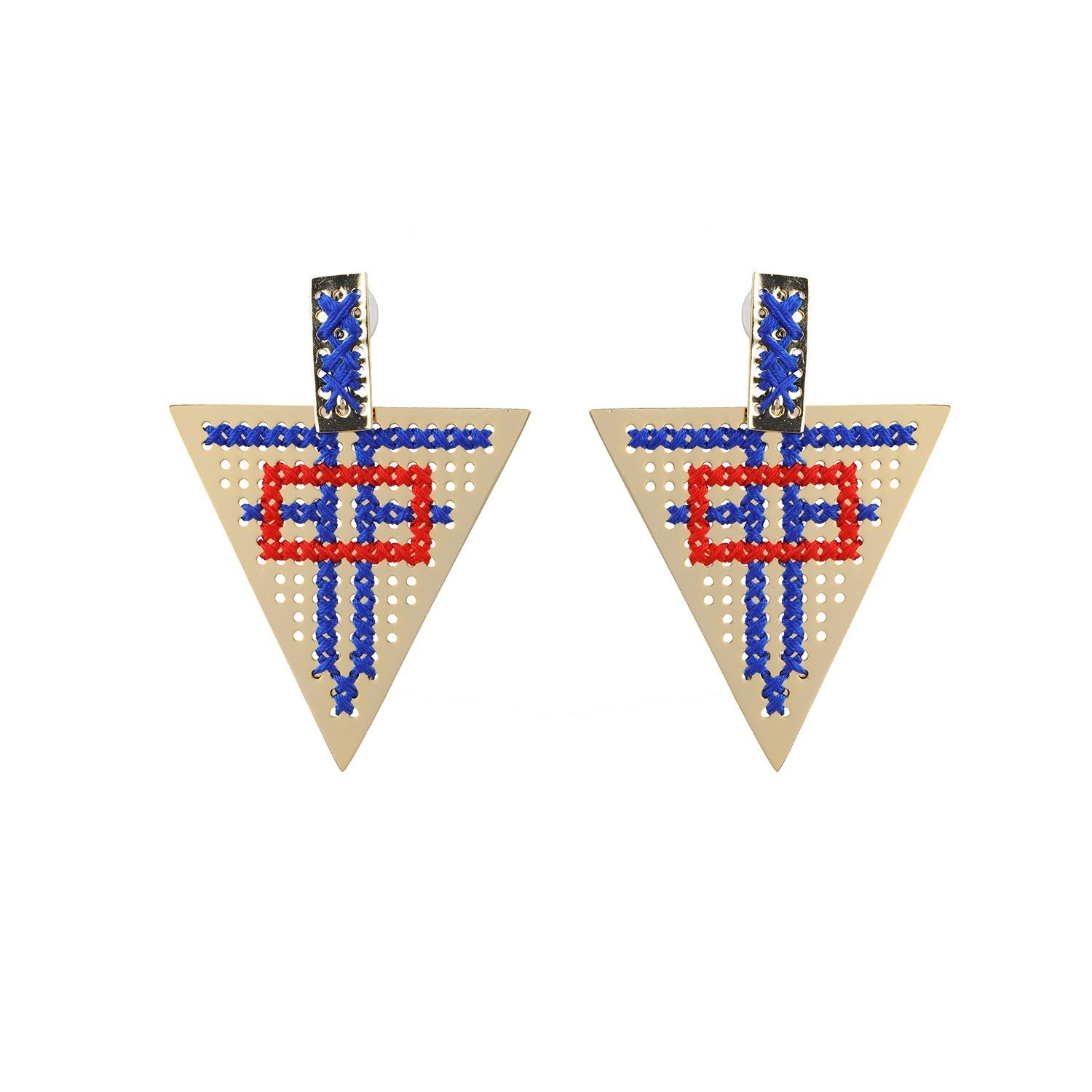 Wholesale Dangling Triangle Handmade Drop Earrings Embroidery Custom Bijoux