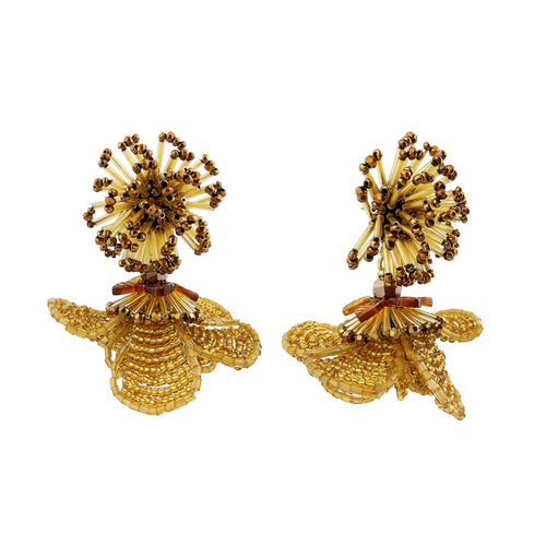 Wholesale Double Flower Statement Handmade Drop Earrings Custom Bijoux
