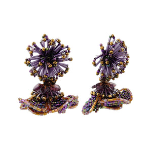 Custom Double Flower Statement Handmade Drop Earrings