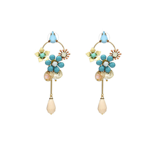 Wholesale Enamel Flower Handmade Drop Earrings With Crystal Custom Bijoux