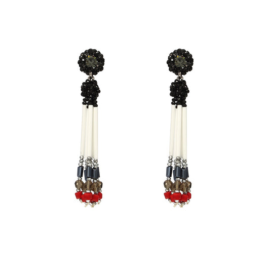 Wholesale Trendy Beaded Tassel Statement Handmade Earrings Custom Bijoux