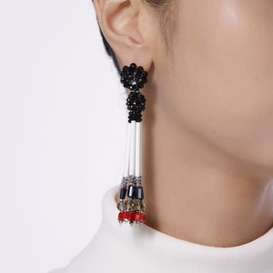 Custom Trendy Beaded Tassel Statement Handmade Earrings