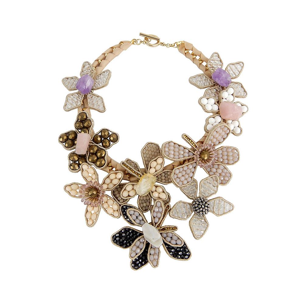 Wholesale Elegant Alpine Plants Gemstones Handmade Statement Chunky Necklace Custom Bijoux