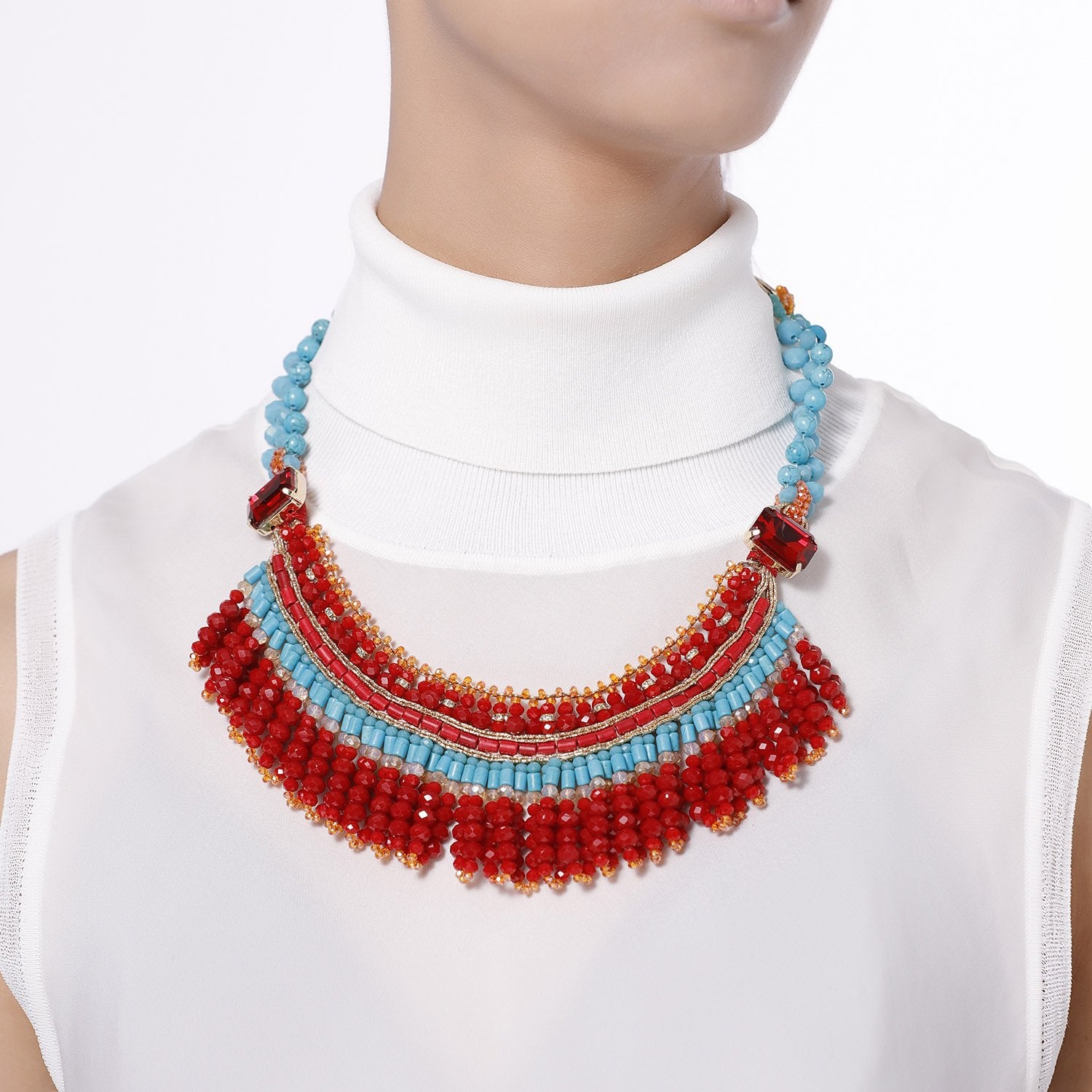 Custom Unique Tassel Tribal Bib Handmade Necklace