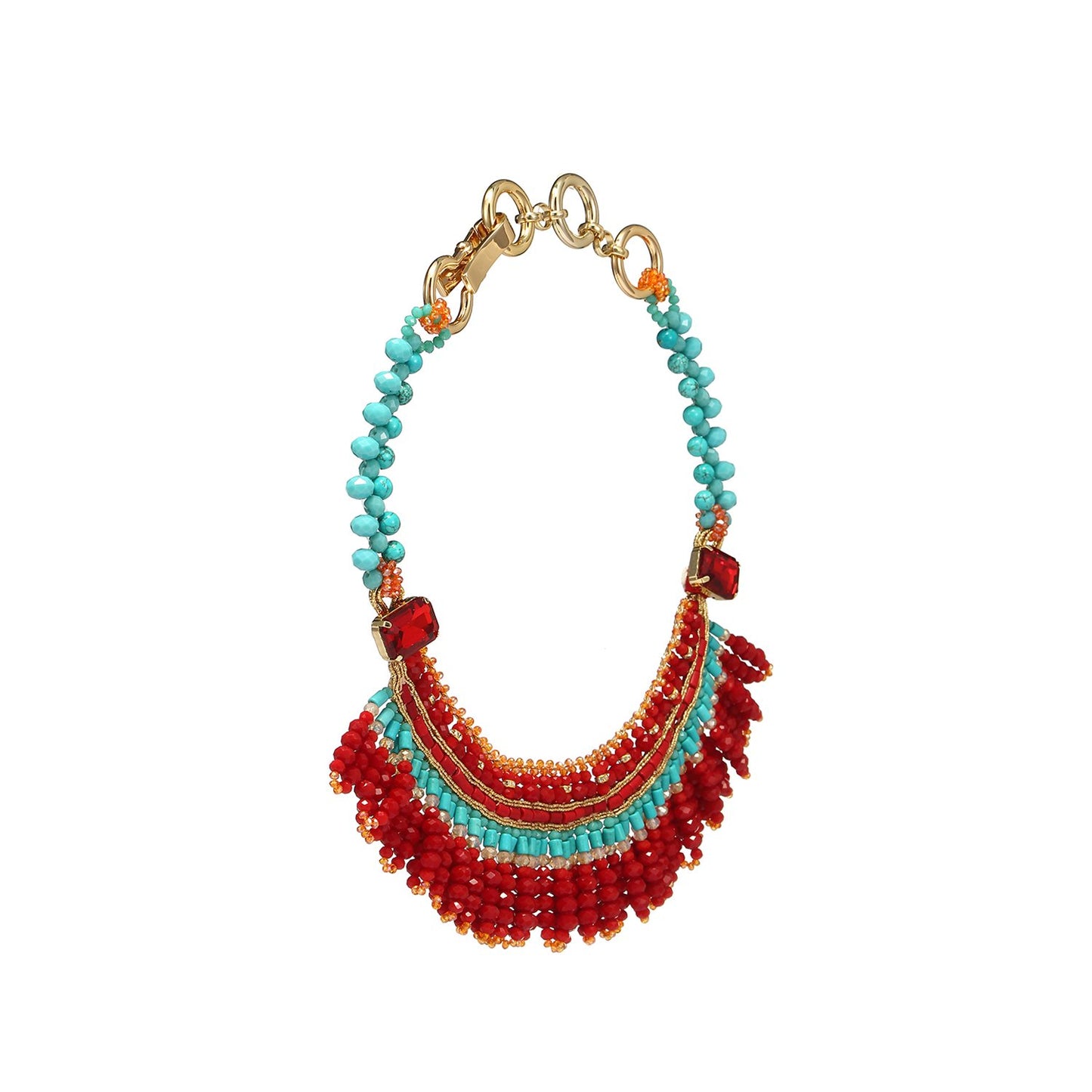 Custom Fringed Tribal Bib Handmade Necklace