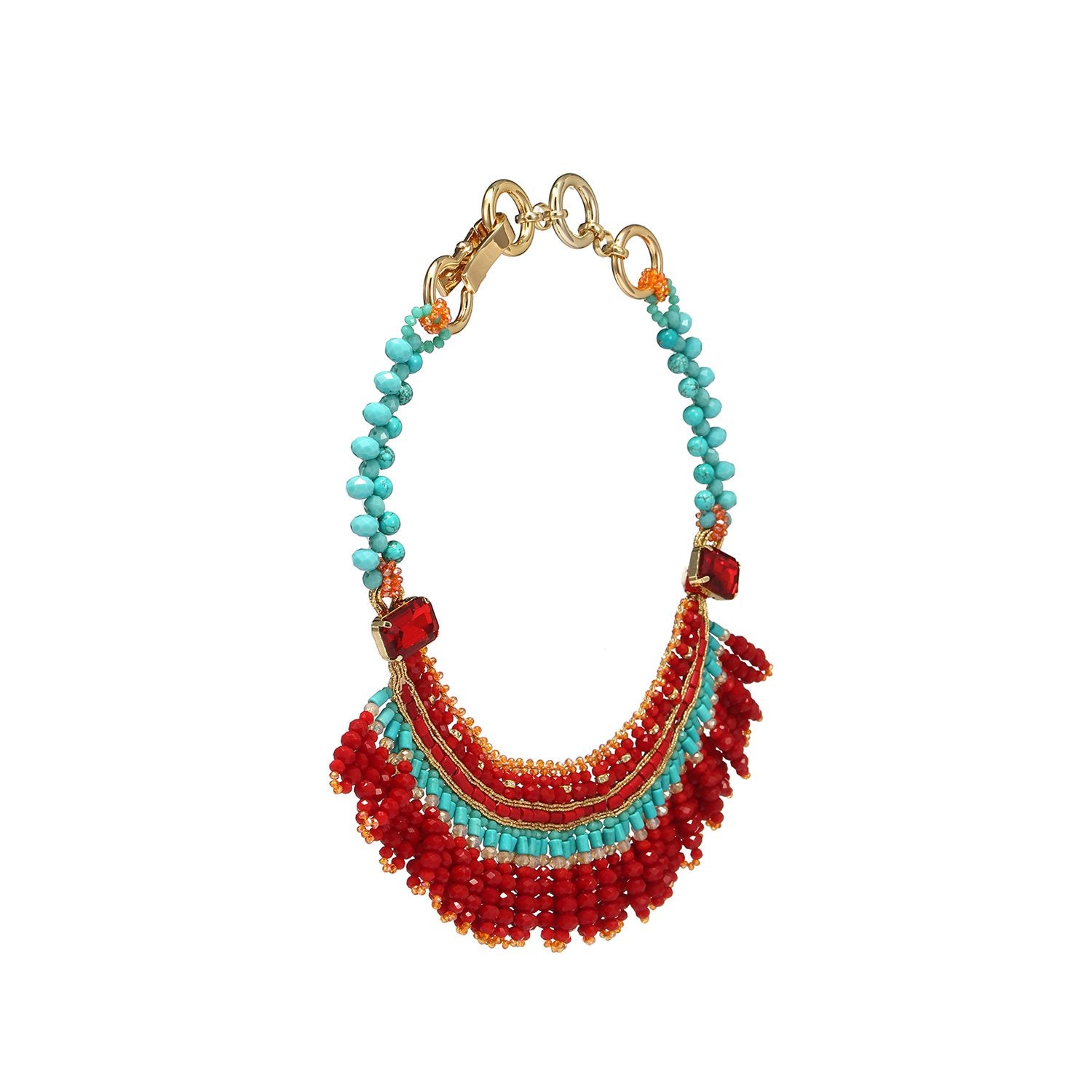 Custom Fringed Tribal Bib Handmade Necklace