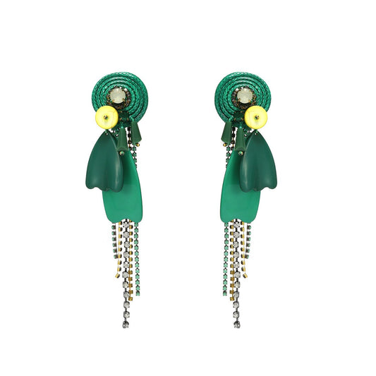 Wholesale Unique Green Statement Handmade Drop Earrings Custom Bijoux