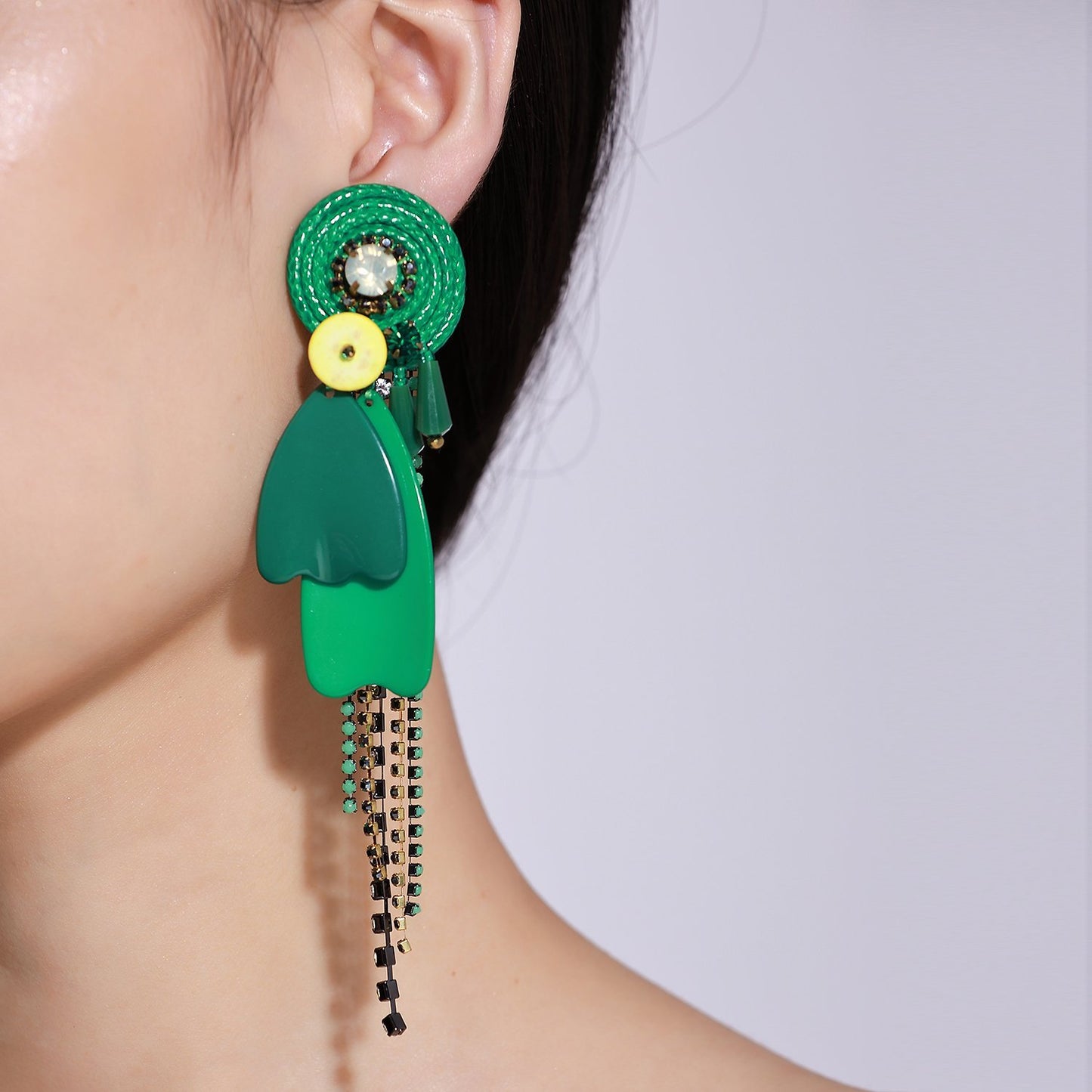 Custom Unique Green Statement Handmade Drop Earrings
