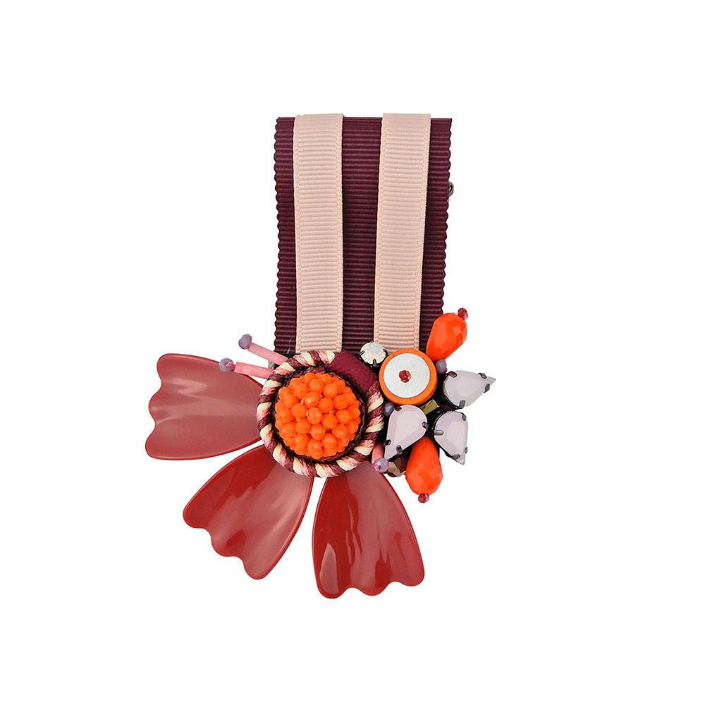 Wholesale Striped Ribbon Floral Medal Handmade Brooch Custom Bijoux