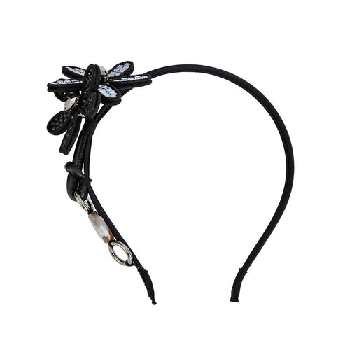 Wholesale Alpine Plants Black Handmade Crystal Florals Headband Custom Bijoux