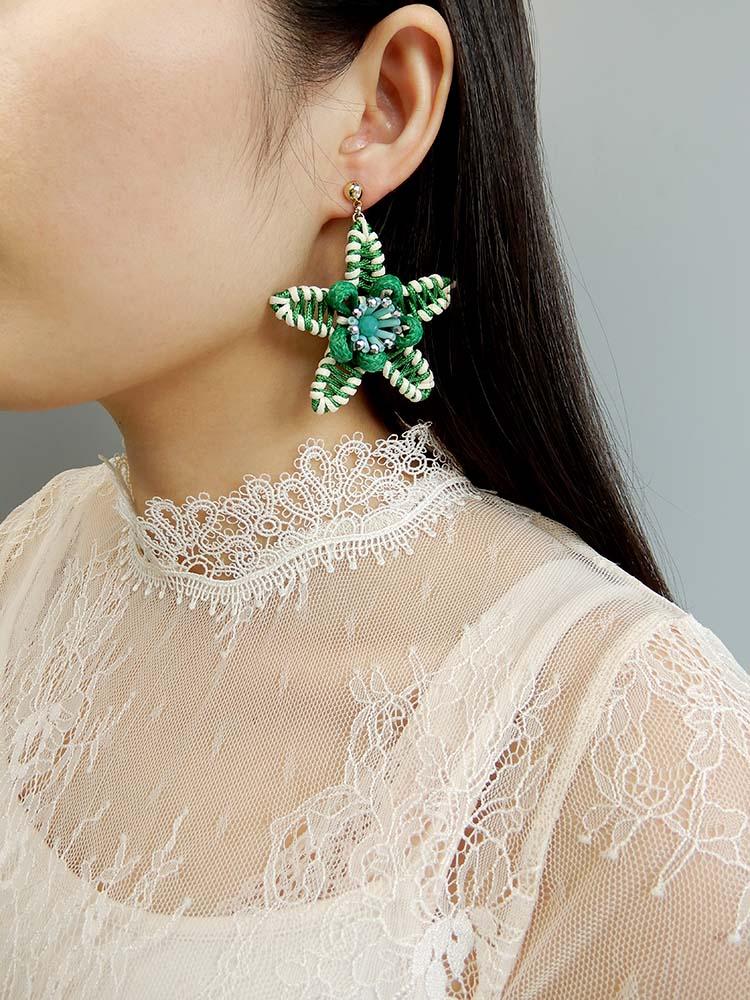 Custom Hand Woven Sea Star Handmade Earrings