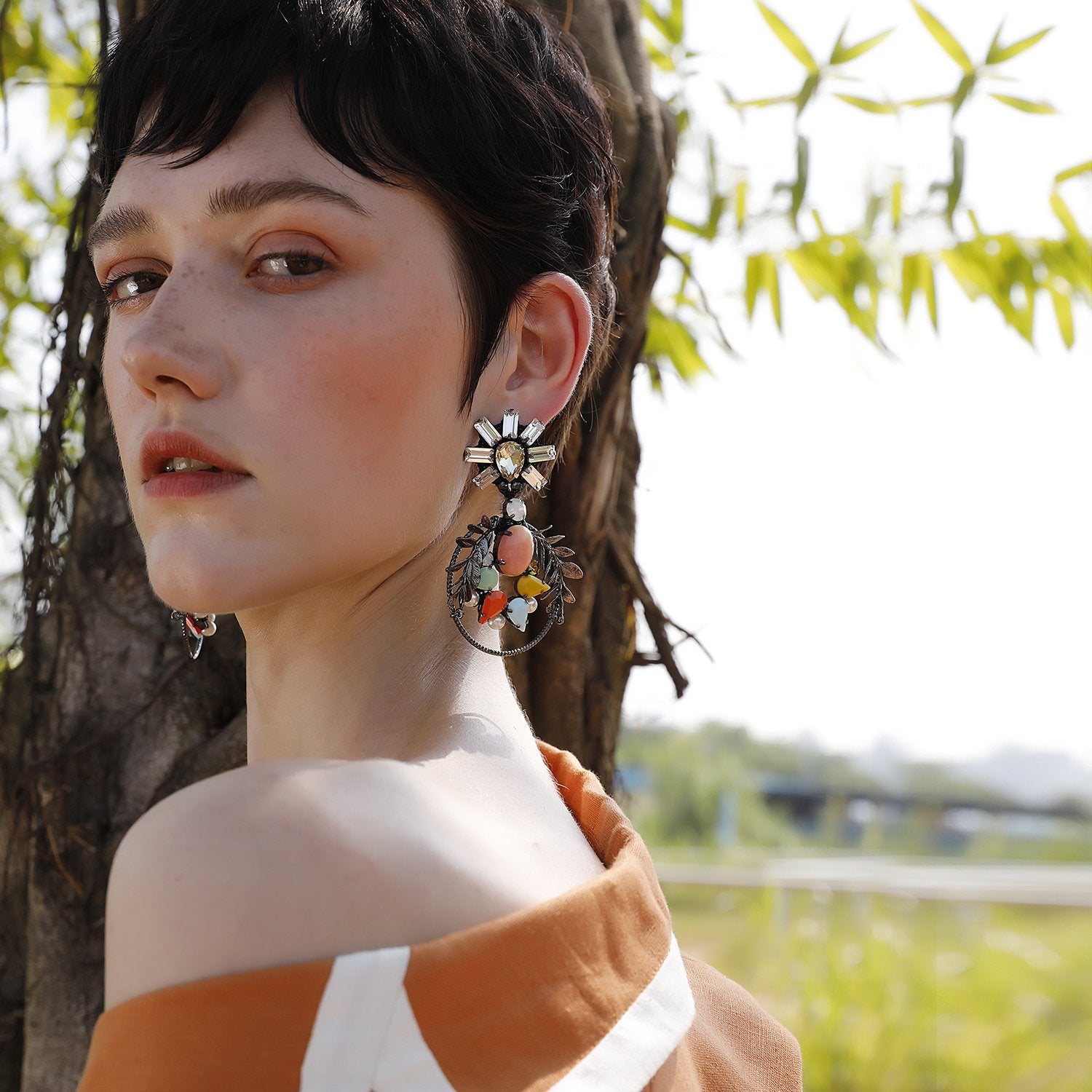 Custom Garnet Statement Earrings