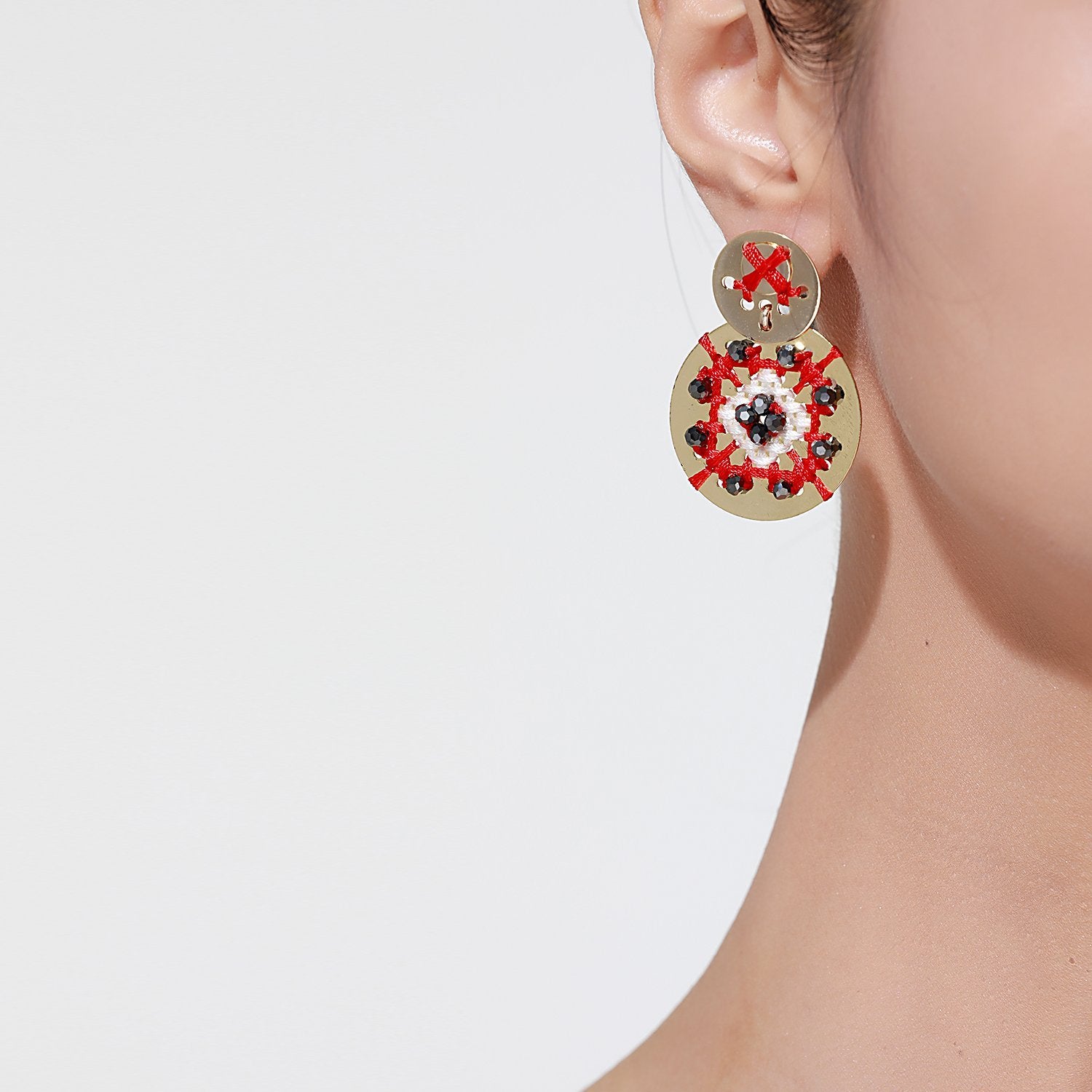 Custom Embroidered Statement Handcrafted Earrings