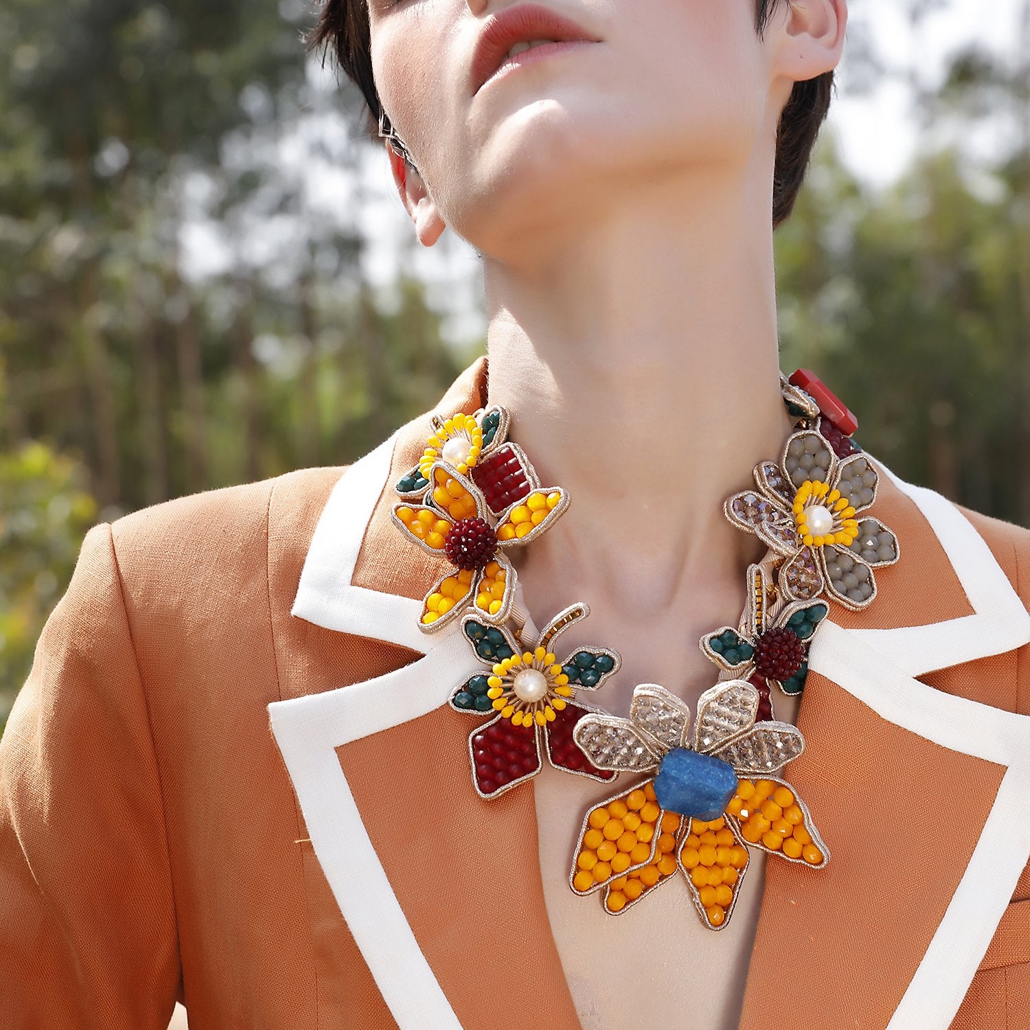 Custom Luxury Alpine Plants Statement Handmade Chunky Necklace