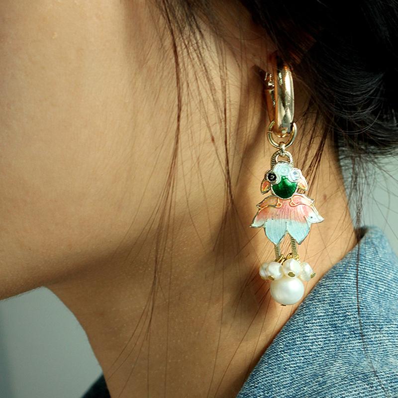 Custom Mismatch Cloisonne Handmade Drop Earrings