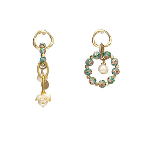 Wholesale Asymmetrical Pearl Cloisonne Earrings