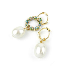 Load image into Gallery viewer, Wholesale Custom Jewelry Manufacturer Wholesale Asymmetrical Pearl Cloisonne Earrings