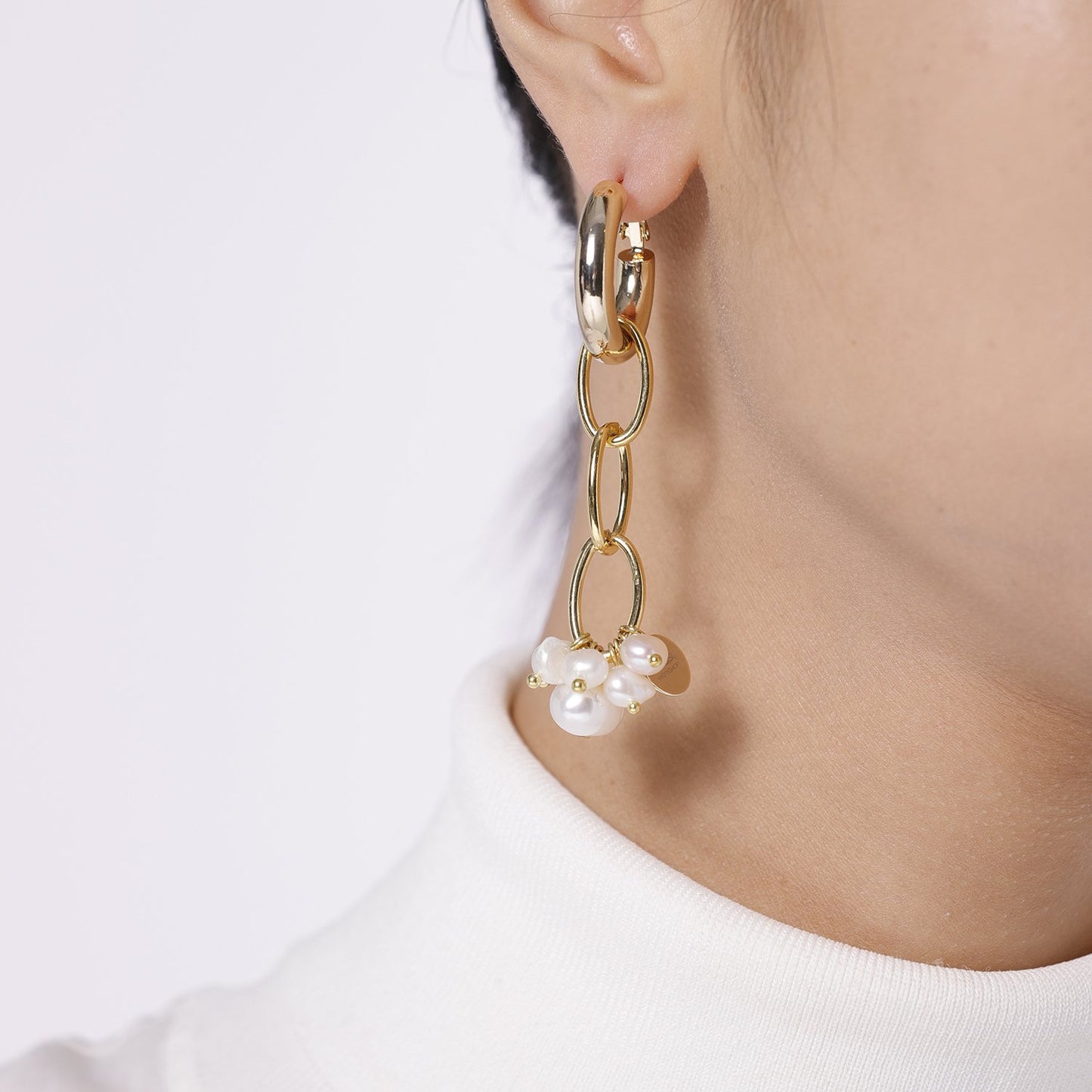 Jewelry Dropshippers Manufacturers Wholesale Asymmetrical Cross Pearls Silver Earrings