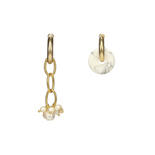 Load image into Gallery viewer, Asymmetrical Cross Pearls Silver Earrings