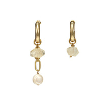 Load image into Gallery viewer, Mismatched Citrine Pearls Cross Earrings