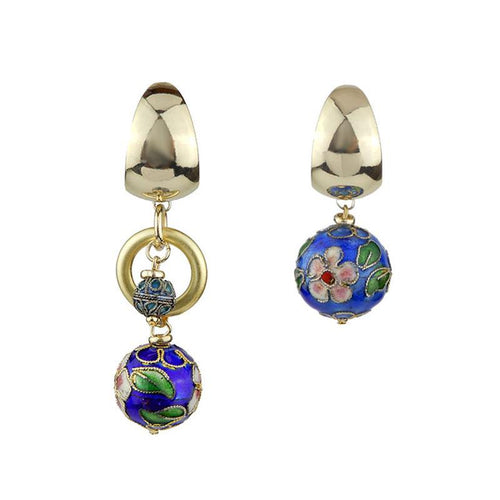 Wholesale Mismatched Cloisonne Pearl Statement Handmade Drop Earrings Custom Bijoux