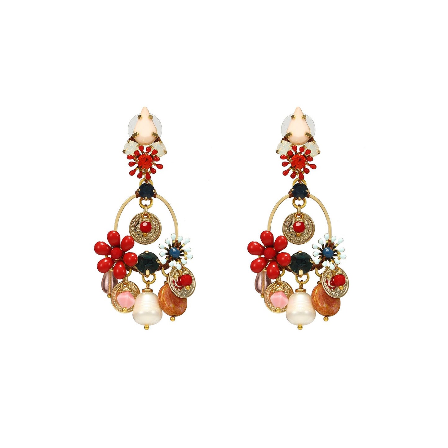 Wholesale Multi Shaped Colored Flowers Handmade Drop Earrings Custom Bijoux