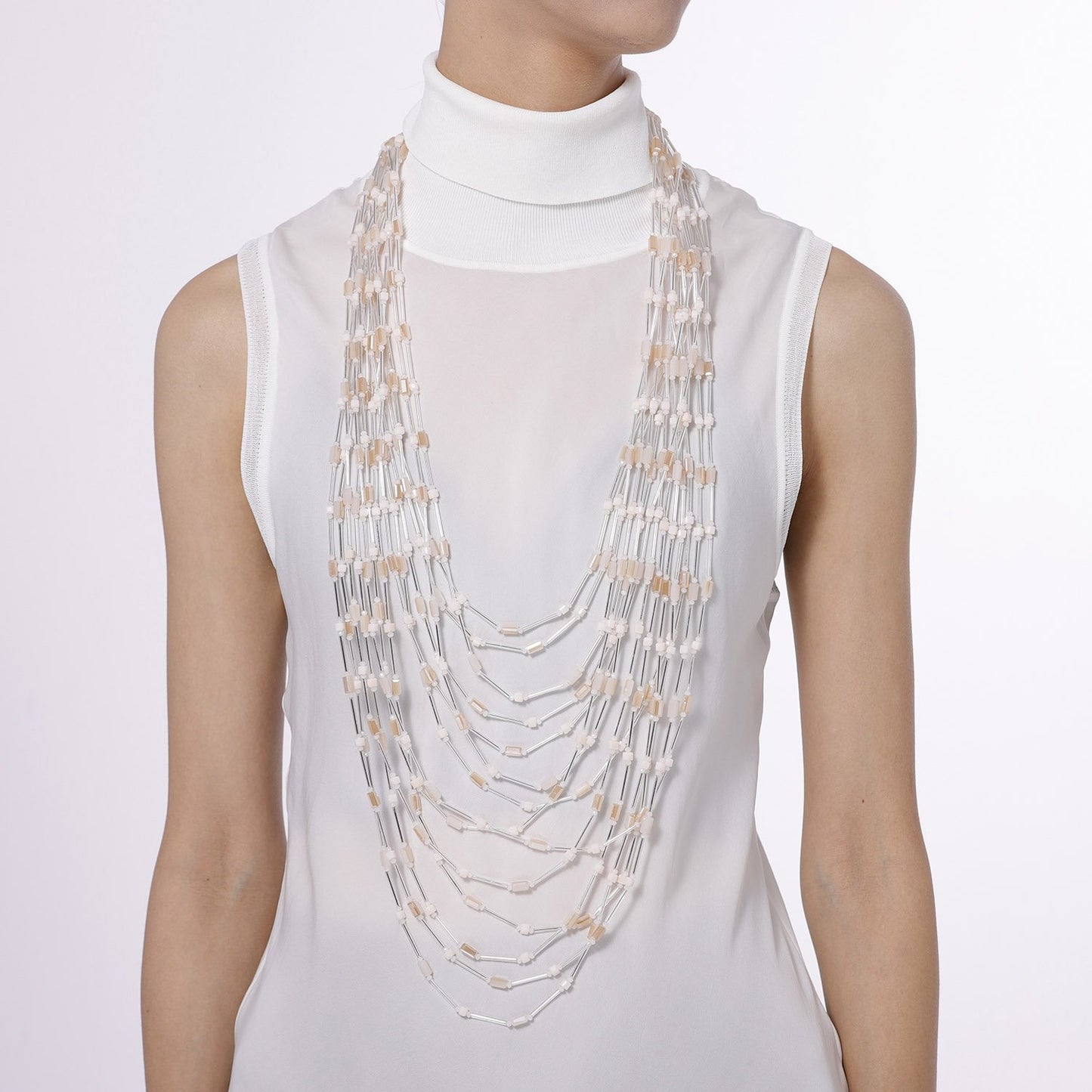 Custom Luxurious Multi Strand Handmade Beaded Statement Necklace