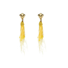 Load image into Gallery viewer, Wholesale Yellow Ostrich Feather Earrings