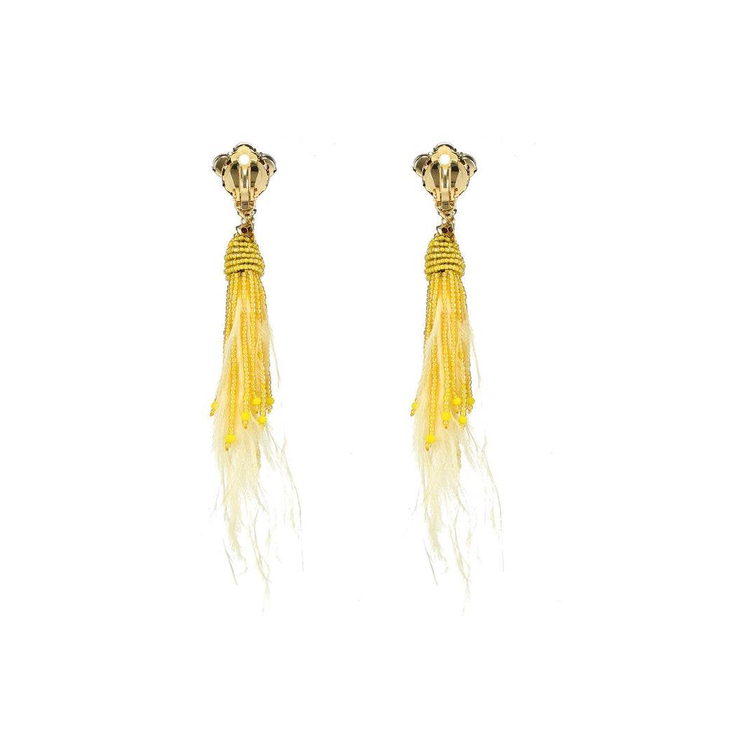 Wholesale Yellow Ostrich Feather Earrings