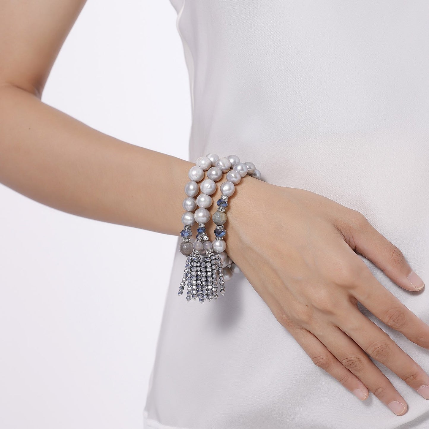 Custom Natural Pearl Stretchy Handmade Necklace and Bracelet