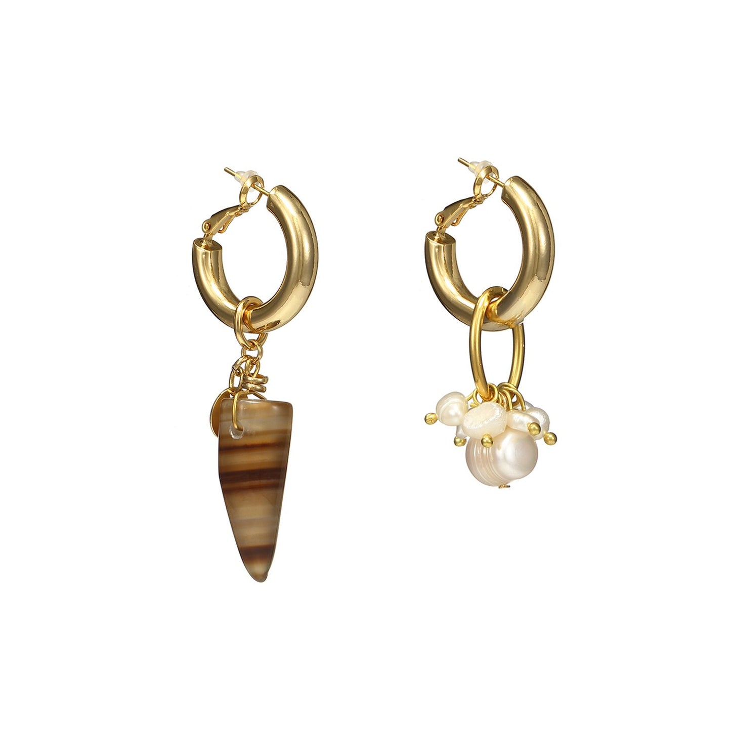 Wholesale Pearl Agate Mismatched Dangle Earrings
