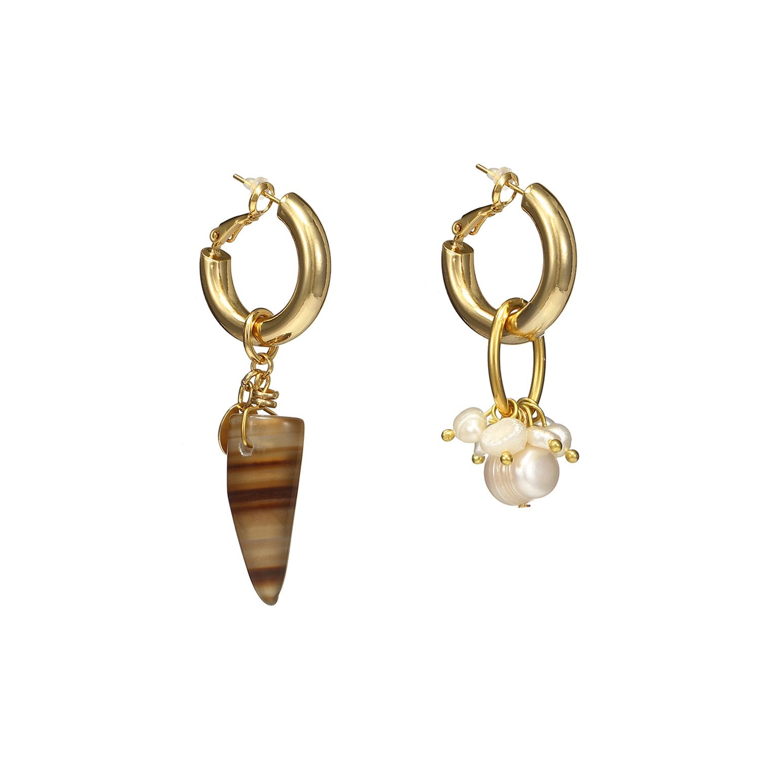 Wholesale Pearl Agate Mismatched Dangle Earrings