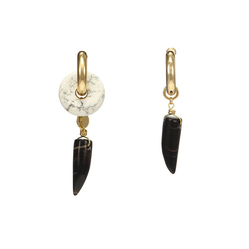 Wholesale Agate Howlite Disc Mismatched Drop Earrings