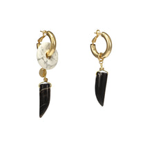 Load image into Gallery viewer, Agate Howlite Disc Mismatched Drop Earrings