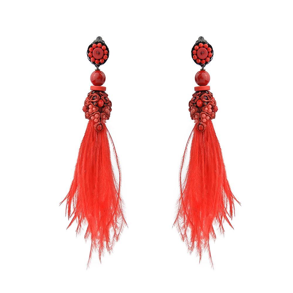 Wholesale Ostrich Feather Statement Handmade Earrings Custom Bijoux