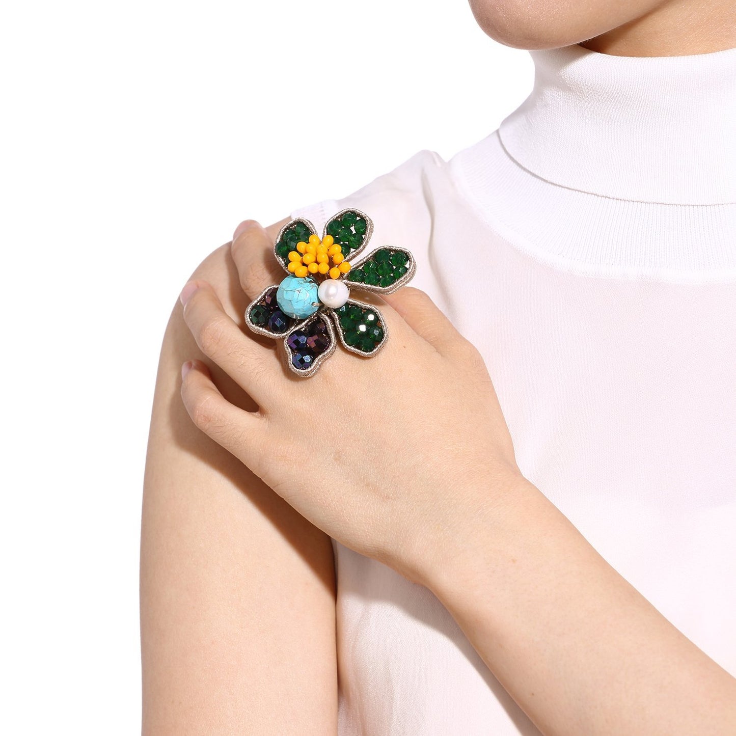 Custom Unique Over Sized Flower Handmade Engagement Ring