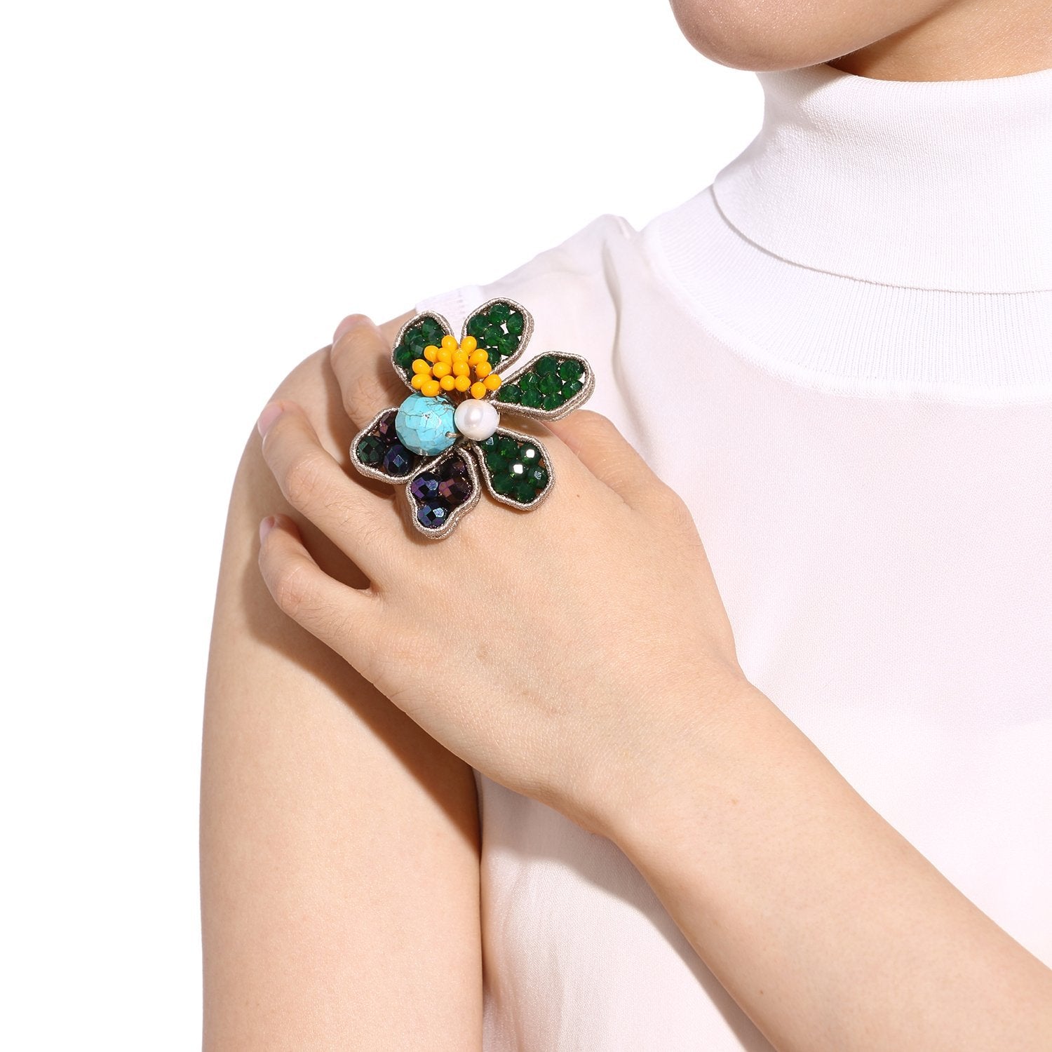 Custom Unique Over Sized Flower Handmade Engagement Ring