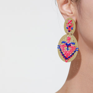 Custom Pendant Handmade Earrings With Bead Embroidery