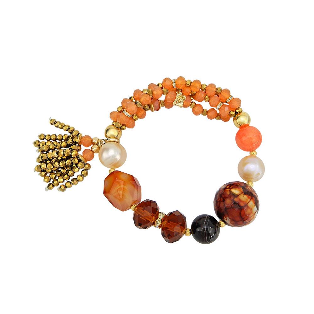 Wholesale Gothic Beaded Tassel Stretch Gemstone Handmade Bracelet Custom Bijoux